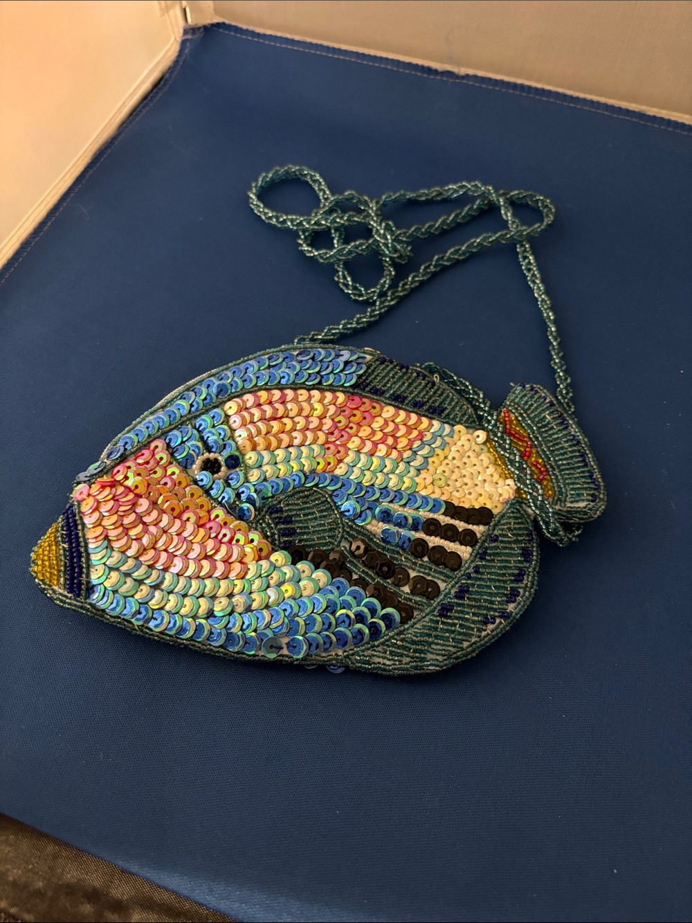 Maxi By Design Multicolor Sequence Beaded Crossbody Fish Bag